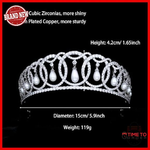 Vintage Crystal Pearl Tiara 5.9\